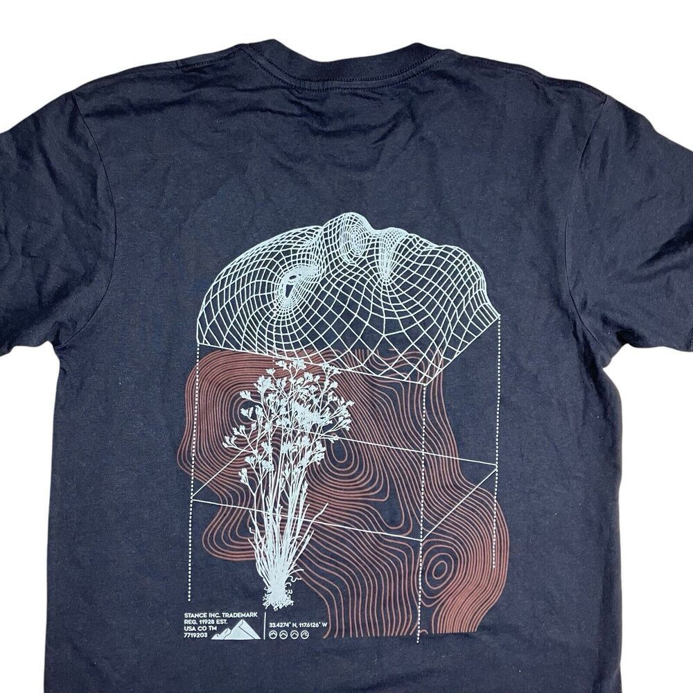 Stance T Shirt Mens S‎ Blue Surface Artsy Geometric Cotton Mountains Skateboard
